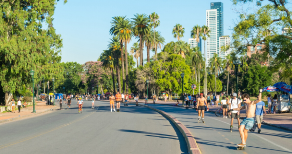 Street and park in Buenos Aires, Argentina